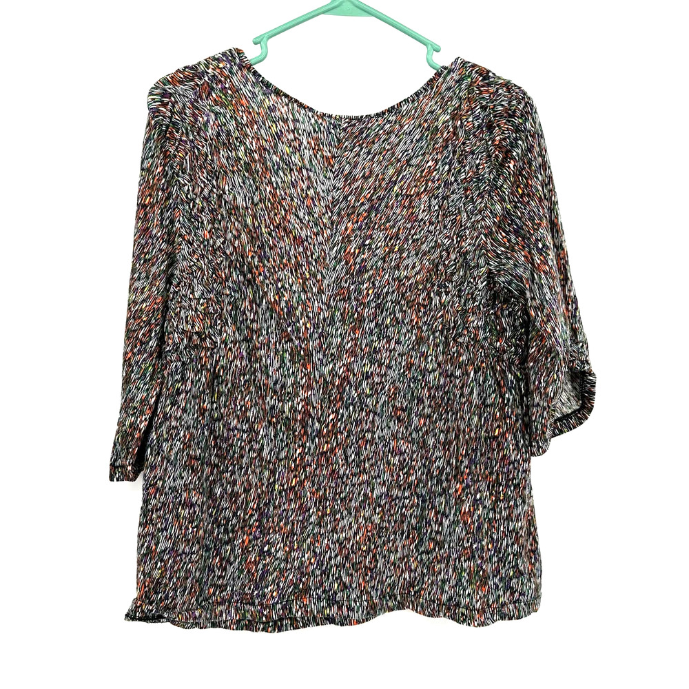 Anthropologie EIT twa size Medium 3/4 length sleeve v neck shirt top colorful - Picture 2 of 7